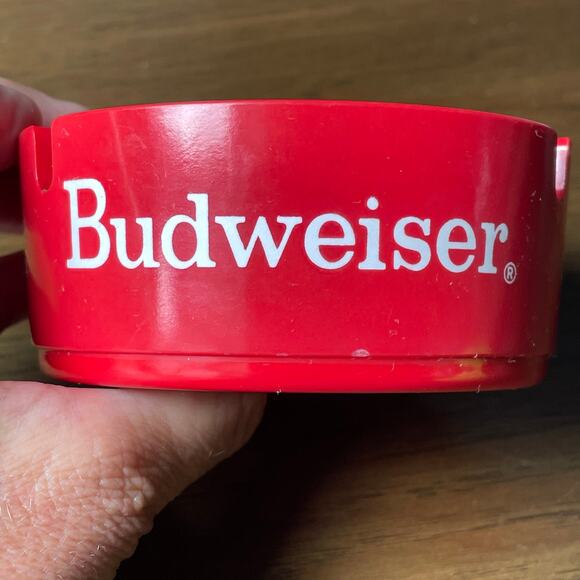 Vintage Budweiser Beer Ashtray Red Plastic 1980s Bar Bud Advertisement American - Picture 15 of 16